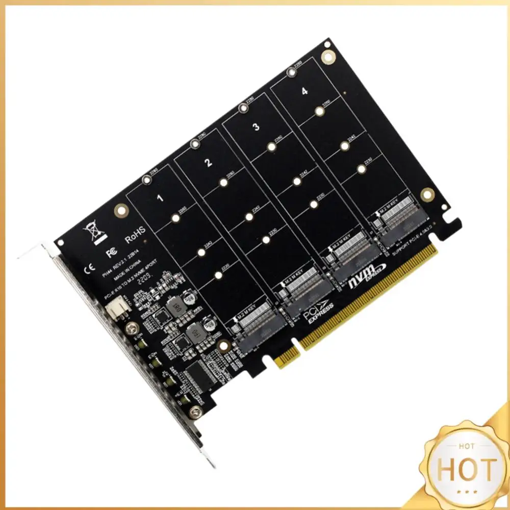 

4-портовый преобразователь M.2 NVME SSD в жесткий диск PCIE X16, поддержка 2230/2242/2260/2280, поддержка протокола M.2 PCI-E SSD/M.2 Device NVME