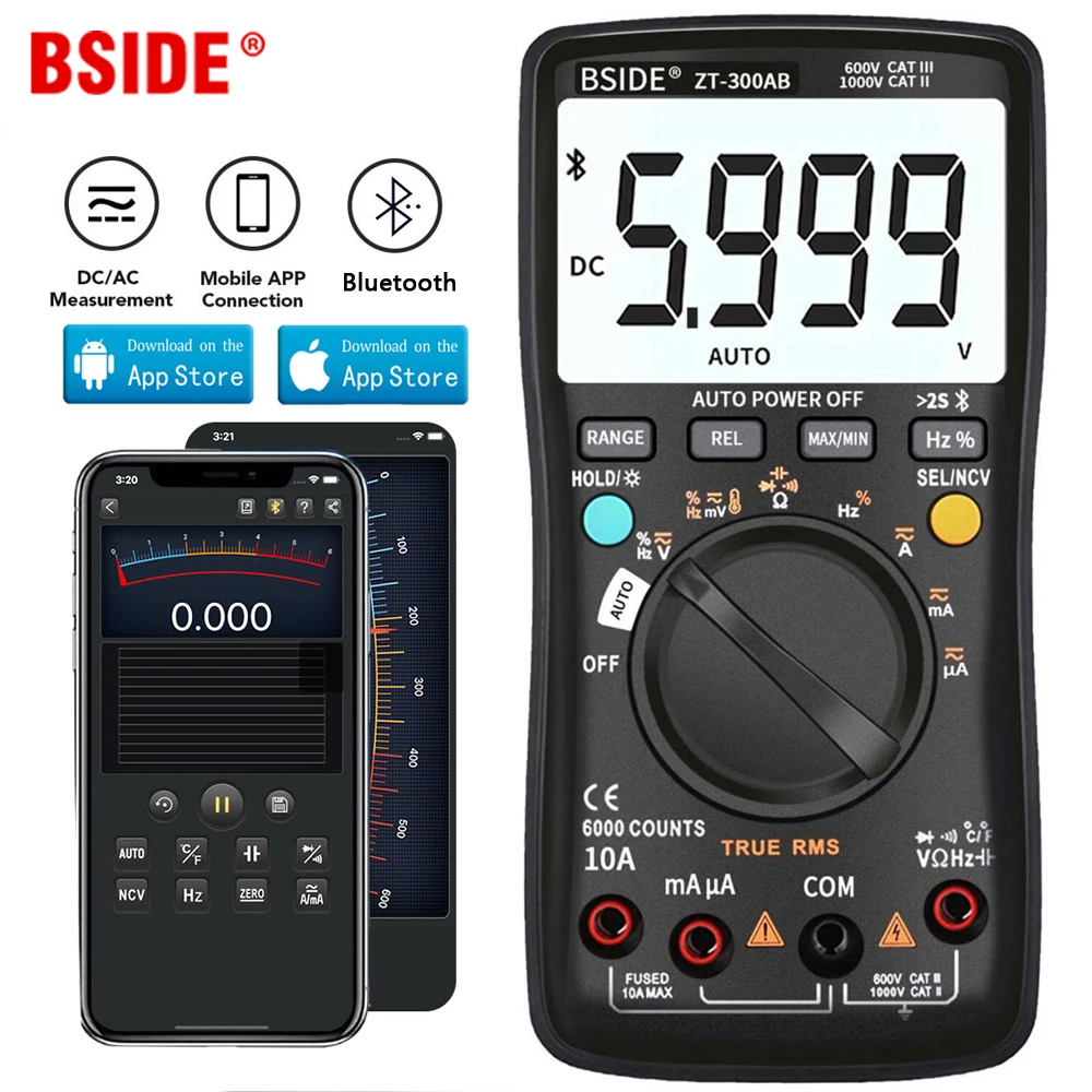 BSIDE Digital multimeter Wireless Technology Ammeter True RMS Auto Rang Intelligent analog Voltmeter Capacitor Tester DIY Tool