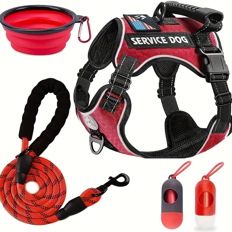 Dog Harness And Leash Set, Explosion-proof Shock-absorbing Comfortable Dog Vest, Reflective Pet Chest Harness Traction Rope