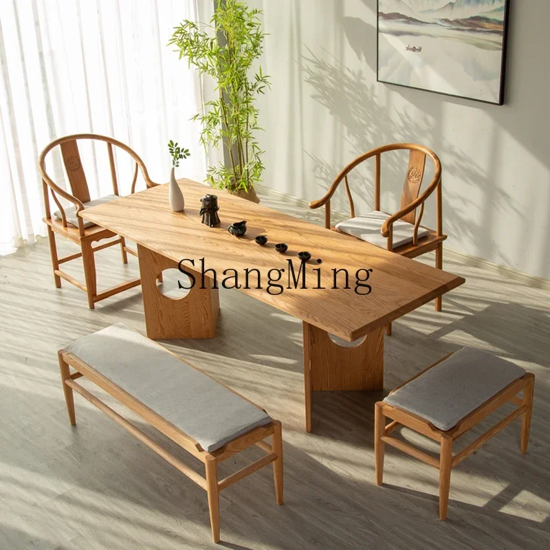 ZYY جميع طاولة طعام الشاي المصنوعة من الخشب الصلب وكرسي مزيج جديد على الطراز الصيني طاولة القهوة المنزلية مكتب سجل اللون طاولة الكونغ فو البلوط #1