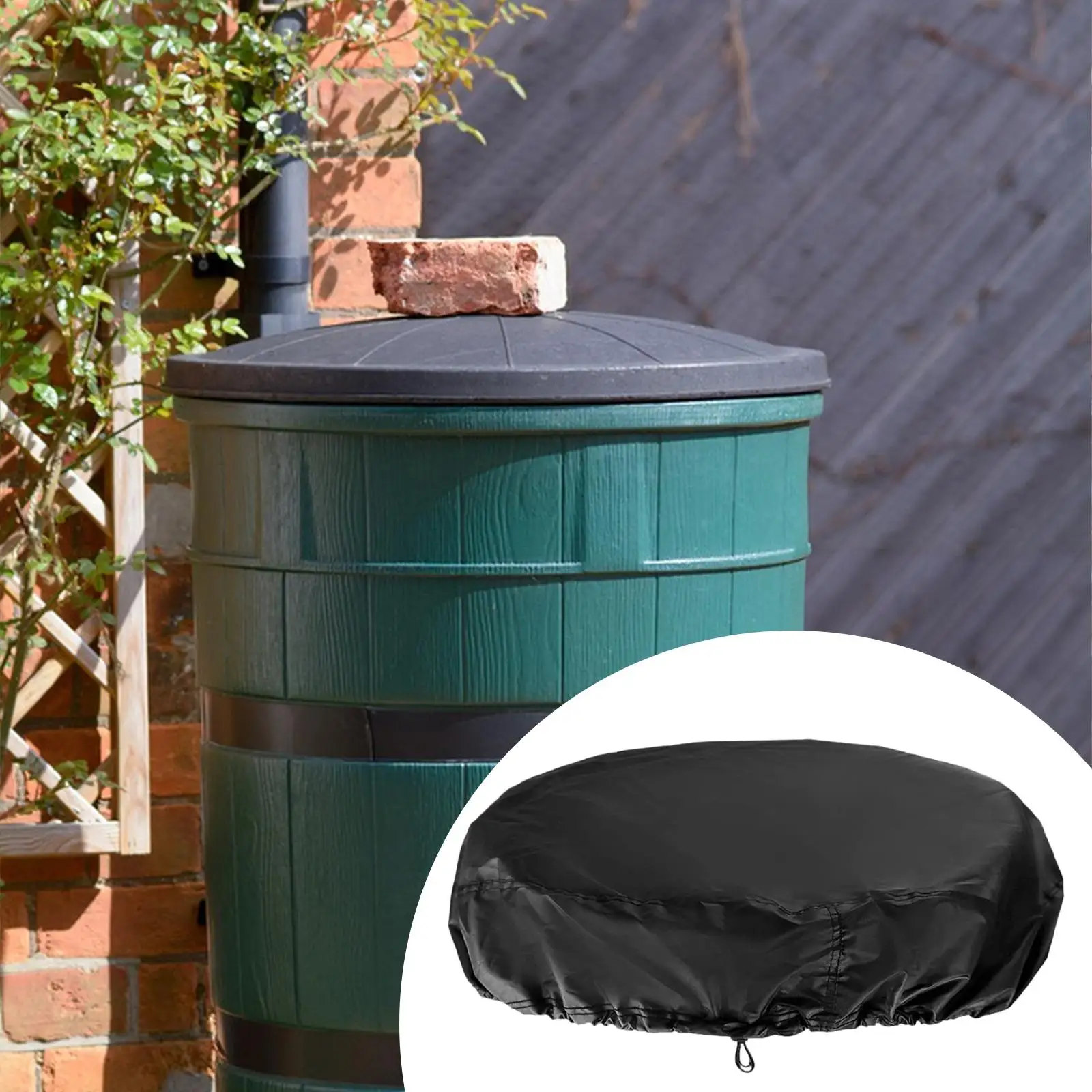 Round Drum Cover Oxford Cloth Adjustable Waterproof Dustproof for Universal Rain Protection Barrels