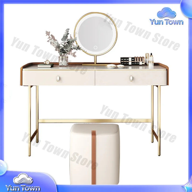 Tocador De Maquillaje New Design Luxury Modern Vanity Wooden Small Light Mirror With Stool Dressing Table