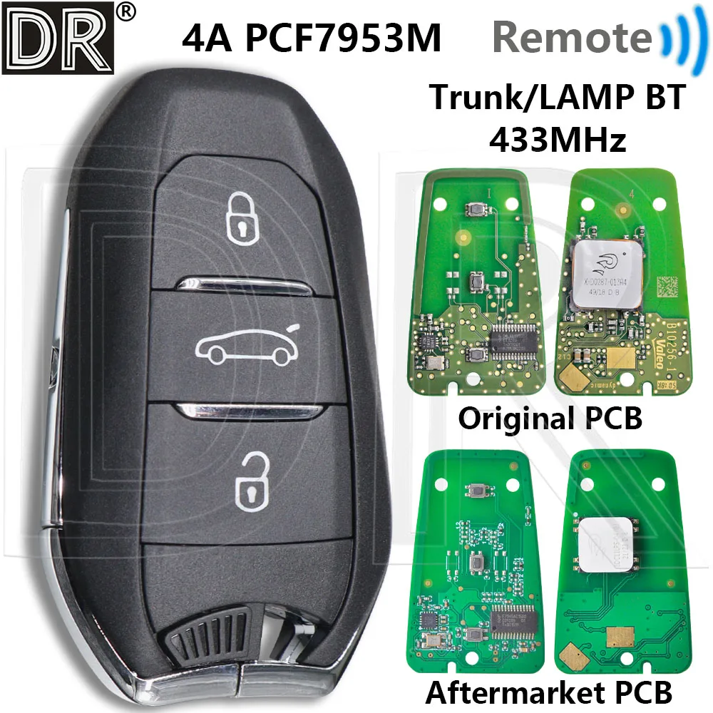 

Отличный чип 4A PCF7953M IM2A 433 МГц бесконтактный автомобильный ключ дистанционного управления для Peugeot 308 508 2008 3008 5008 Citroen C3 C4 C5 DS 2017+