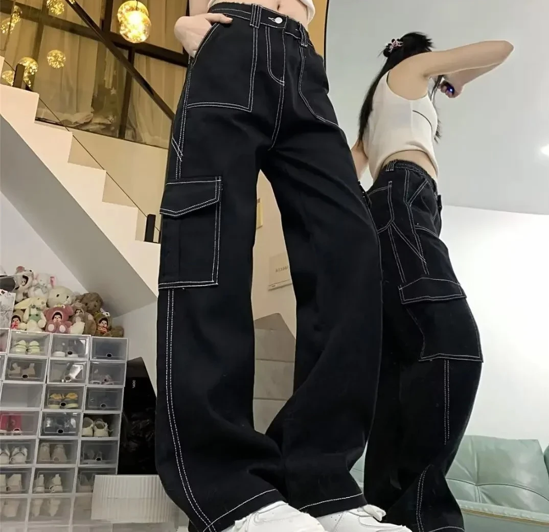

Jeans Women's Straight-leg Loose-fit Spring Autumn/winter New High-waisted Slimming Petite Wide-leg Cargo Pants