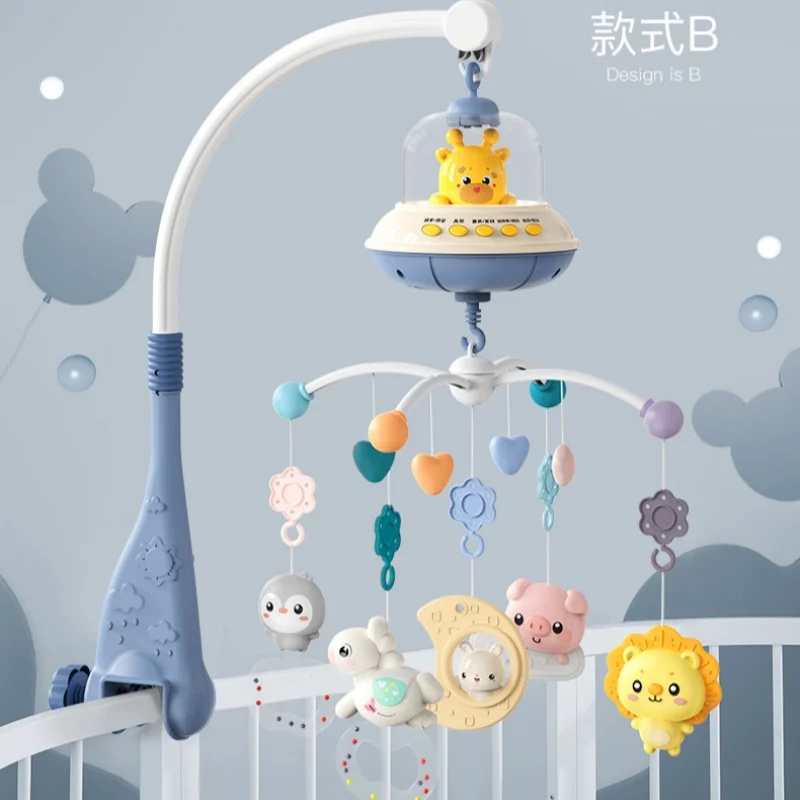 ベビーベッドベルチャイム、0～1歳向けの子供用製品、リモコン音楽回転ベッドサイドベル、赤ちゃんを落ち着かせるおもちゃ、ギフト