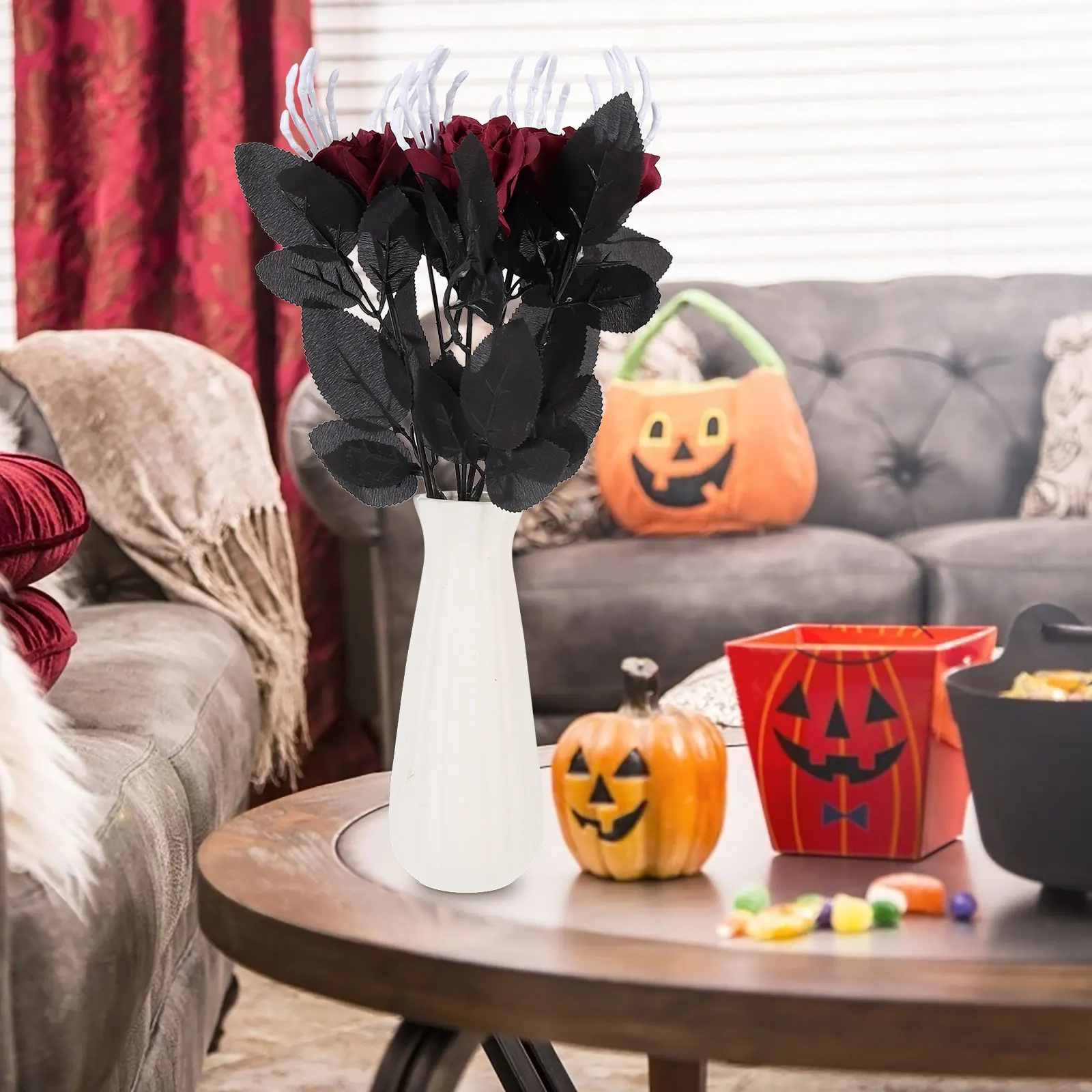 

5 Pcs Hand Artificial Flower Halloween Decor Room Rose Decorations with Flowers