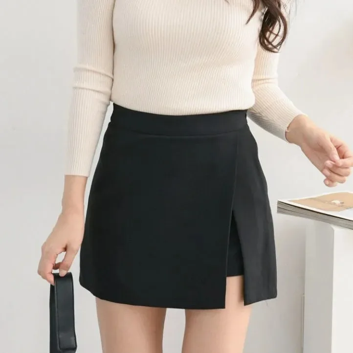 Damenrock mit hoher Taille, A-Linie, lässig, vielseitig, sexy, mit Schlitz, Hüftrock für alle Jahreszeiten – Detail 2
