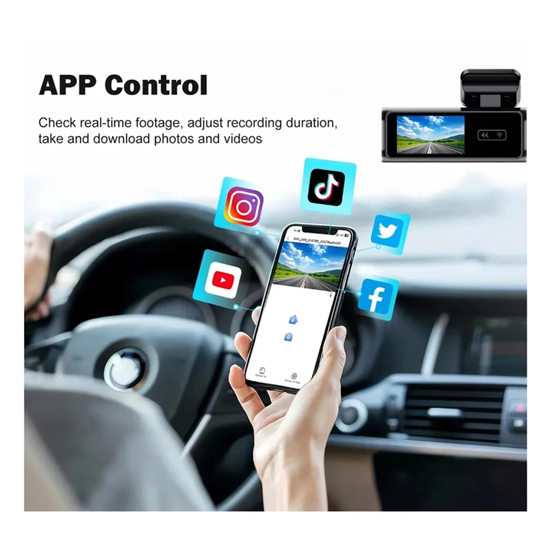 A30P-4K WIFI Mini Dash Cam CAR DVR, Black Box Security Camera Night Vision, Parking Monitor