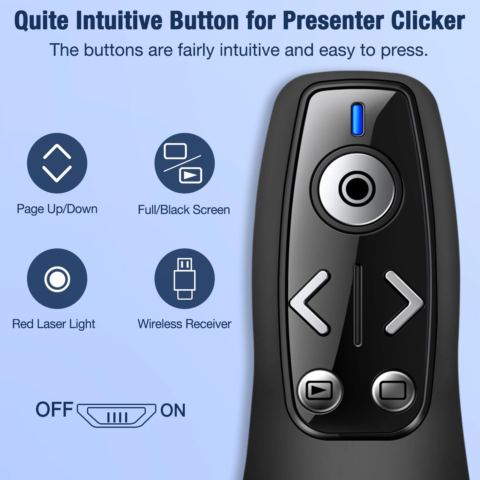 2.4GHz Wireless Presenter Remote Controller Red Light Pointer For Projector PowerPoint PPT Page Turner For Projector Slide