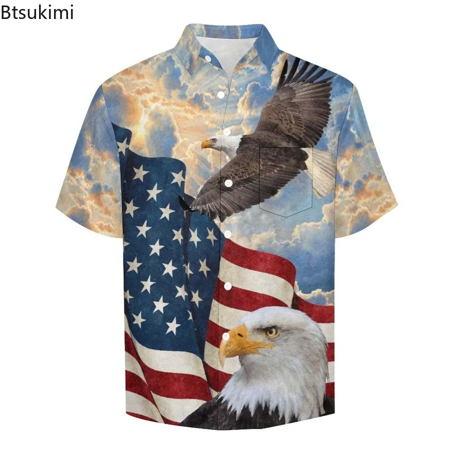 New Men's Summer Shirts Fashion 3D Print Pattern Lapel Short Sleeve Vintage Tops 2025 Casual Street Men Clothing Hawaiian Shirts