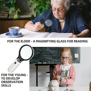 المكبر الأبيض المحمول 45X المكبر مع 3 ضوء LED لقراءة المكبر المكبر المكبر أفضل 12 مكبرا للمبيعات - رقم 4