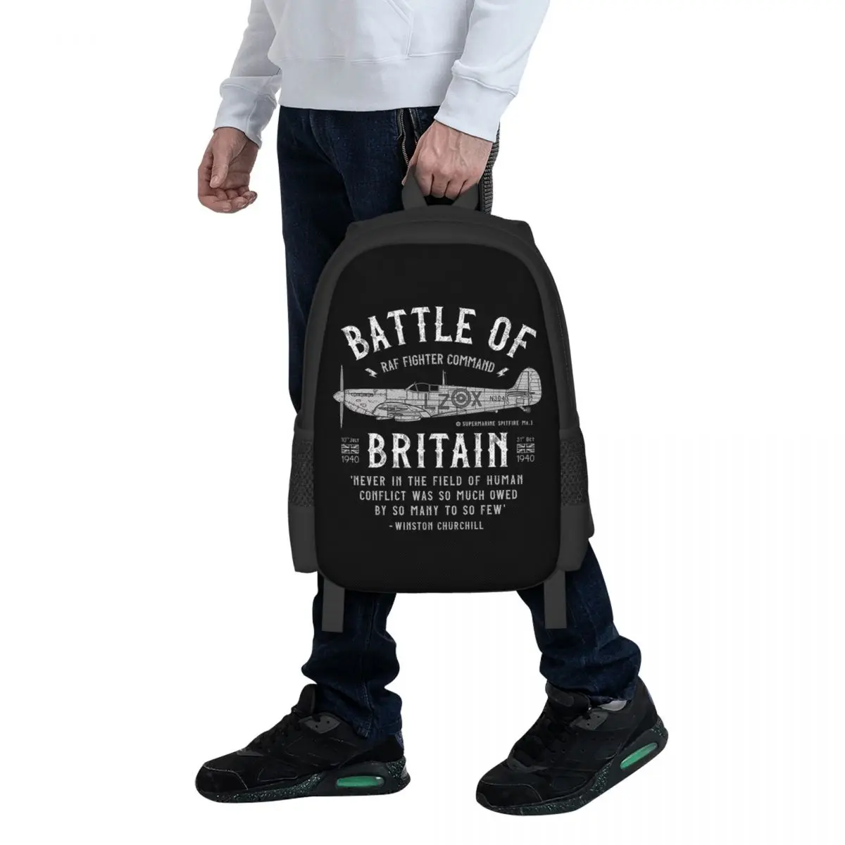 Battle Of Britain Spitfire Student Backpack School Bag Hiking Travel Daypack for Boys Girls Fashion Bookbag Shoulder Bags