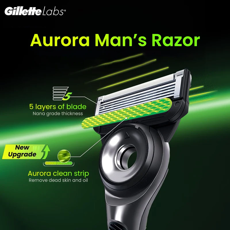 Бритва Gillette, сменное лезвие для бритвы серии Aurora для мужчин, гибкий диск, 5-слойное острое индукционное лезвие, 4 шт.