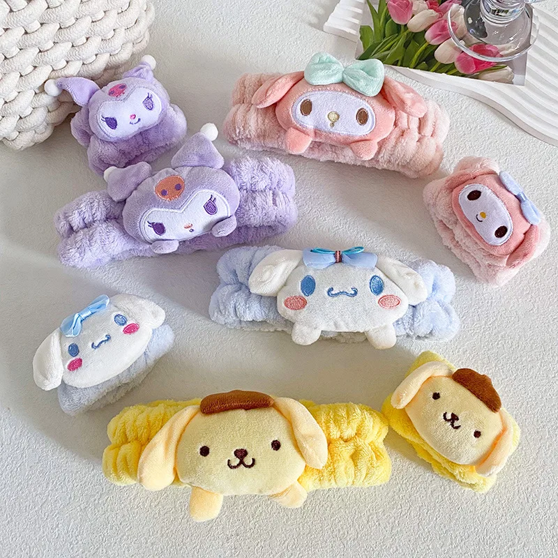 3Pcs/set Anime Cartoon Washing Headband Set Wristbands Scrunchies Spa Bubble Headband for Washing Face Makeup Shower Skincare