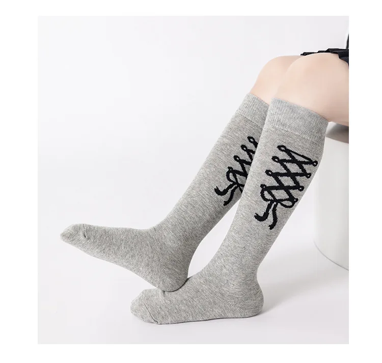 3 Paar kniehohe Slouch-Socken für Mädchen, schwarz, weiß, grau, Schleife, Frühling, stapelbare Strumpfhosen für Kinder von 3–12 Jahren, lässige Schulsocken – Detail 14