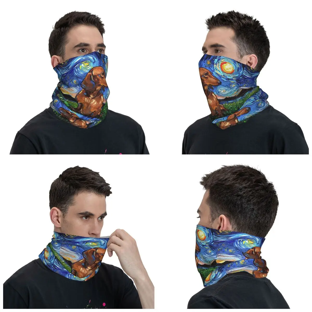 Custom Starry Night Dachshund Bandana Winter Neck Warmer Windproof Wrap Face Scarf Badger Sausage Wiener Dog Gaiter Headband