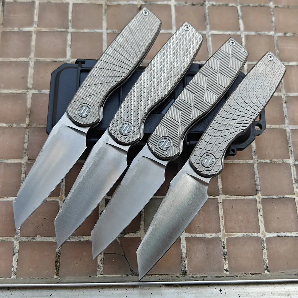 JUFULE Cortex XL Brown Front Flipper Titanium 154CM Steel Ceramic Bearings Pocket EDC Tool Camping Hunting Outdoor Folding Knife