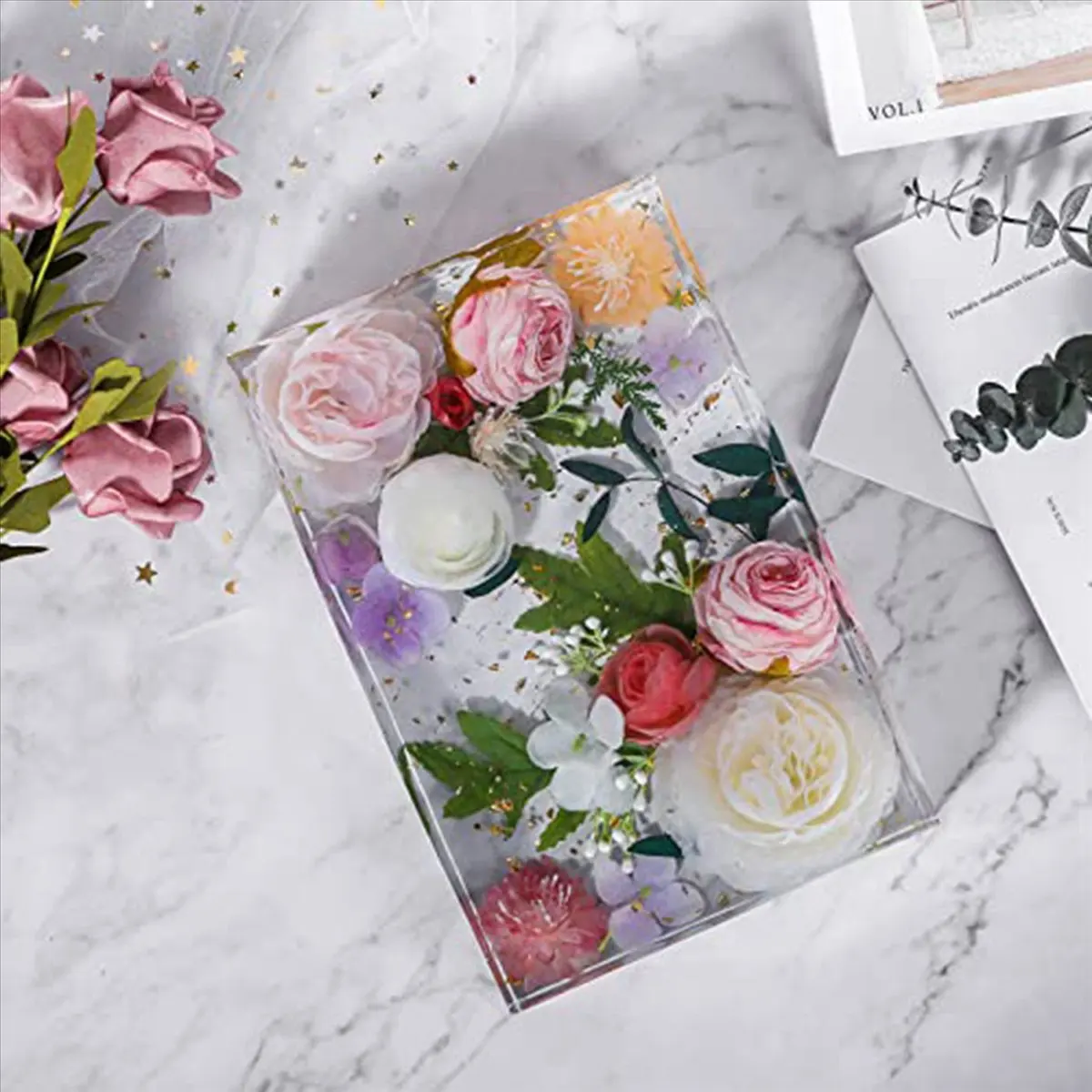 

Наборы инструментов для рукоделия: 4 большие формы для заливки смолы, прямоугольные силиконовые формы для литья смолы, формы для эпоксидной смолы для сохранения цветов