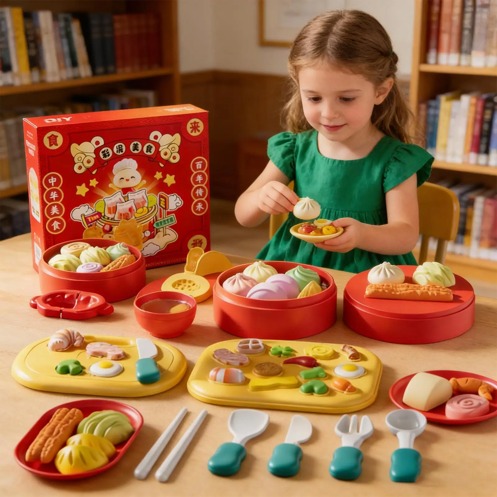 Argilla da modellare per bambini Tema cucina cinese Arte fai-da-te Finta cibo per ragazzi Ragazze Scolpire Attività per feste di compleanno Aula