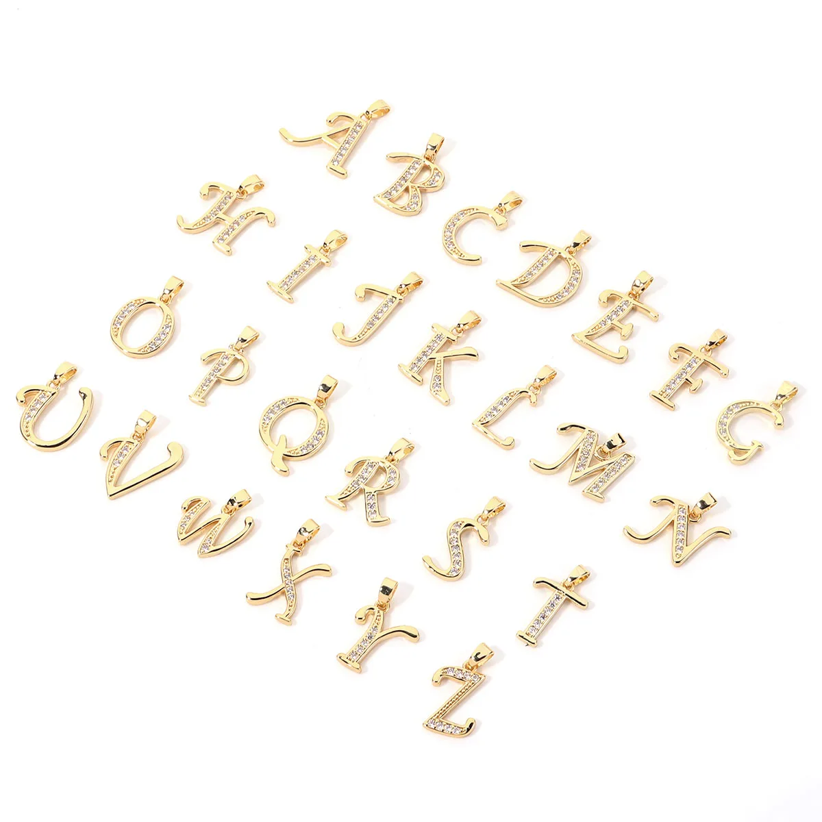 1pc Metal A-Z Alphabet Letter Pendant Zircon Inlaid Initial Charm For DIY Custom Necklace Bracelet Jewelry Making Accessories view 4