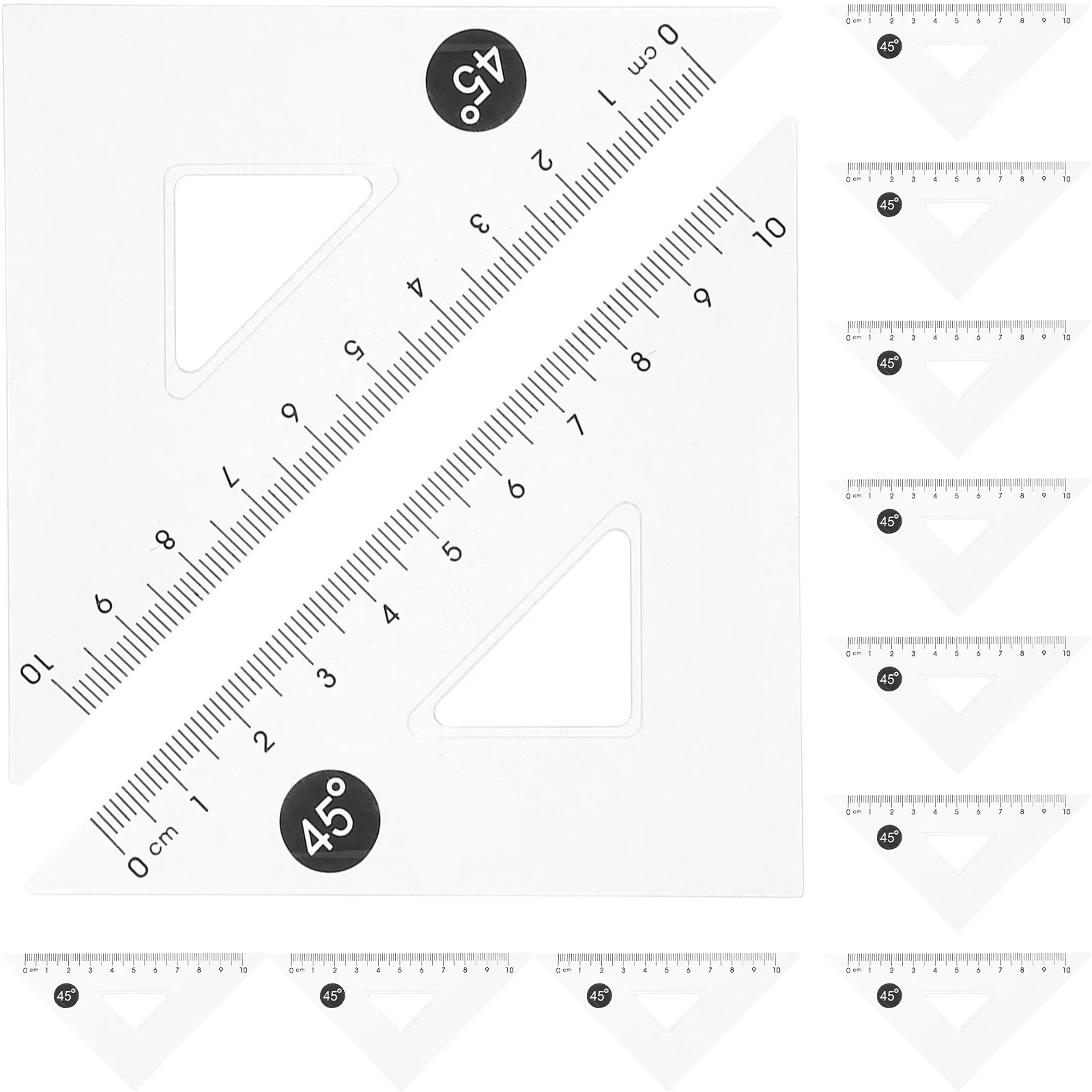 12pcs Triangle Rulers Plastic Measuring Tools For Drawing Measurement Smooth Math Geometry Drafting Ruler Set