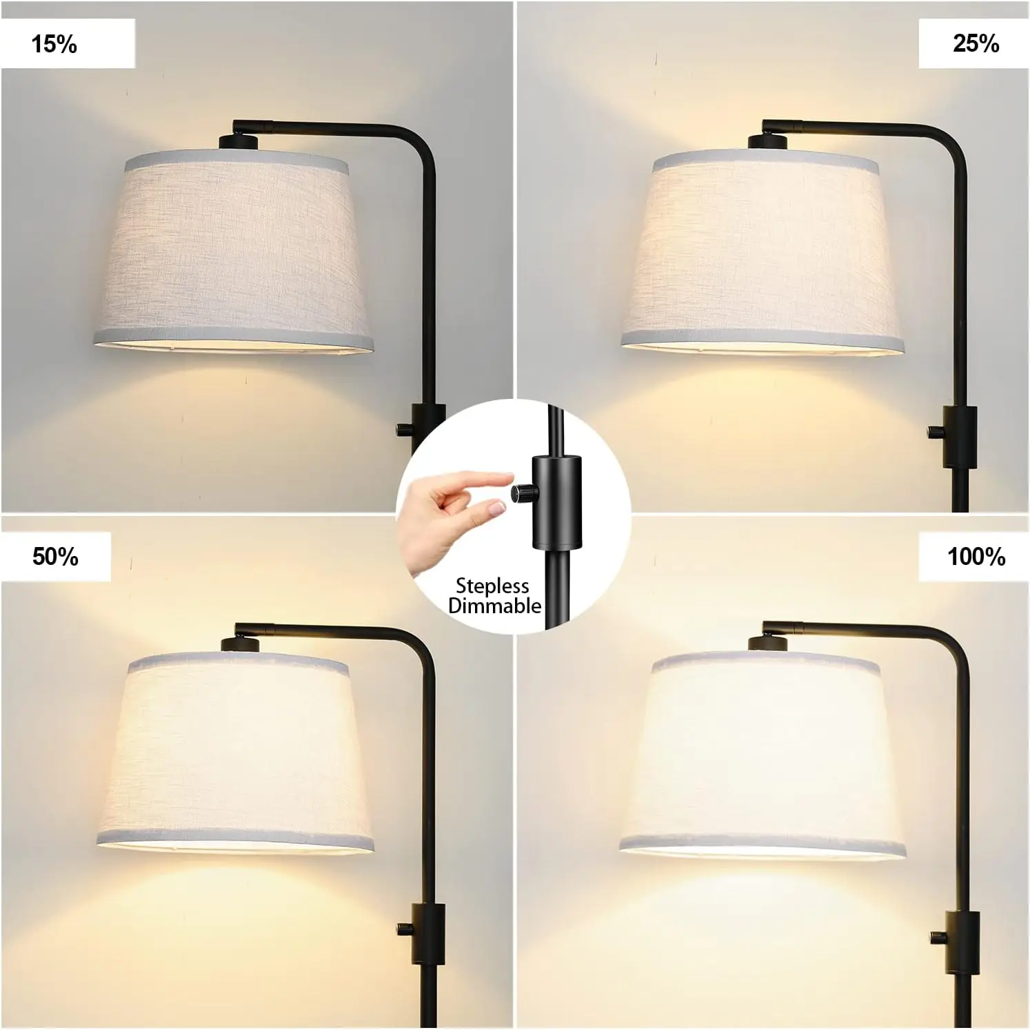 Lampada da terra ad arco dimmerabile con lampadina a LED, lampada da terra moderna per soggiorno, camera da letto, ufficio