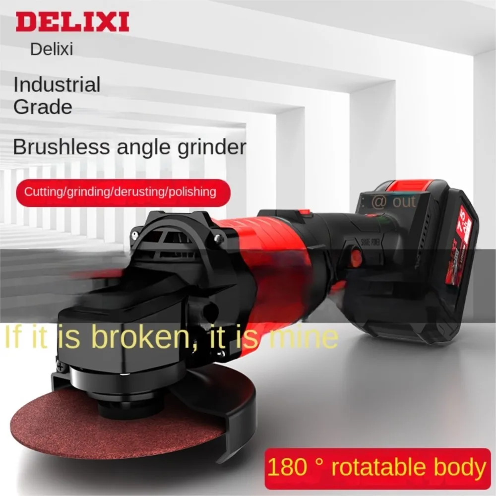 DELIXI 100mm Brushless Electric Angle Grinder Rechargable Cordless Grinding Machine Power Tools For Dayia3 Battery