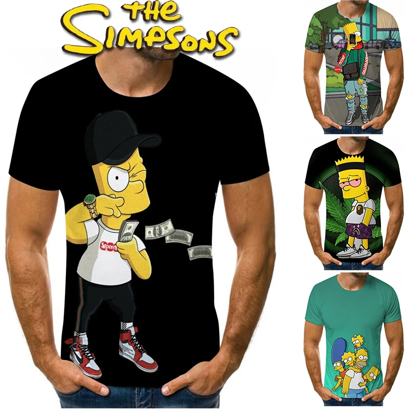 

Disney The Simpsons 3D Digital Printing Short-sleeved T-shirt Trendy Cartoon Anime Men Women Couples Round Neck Short-sleeved