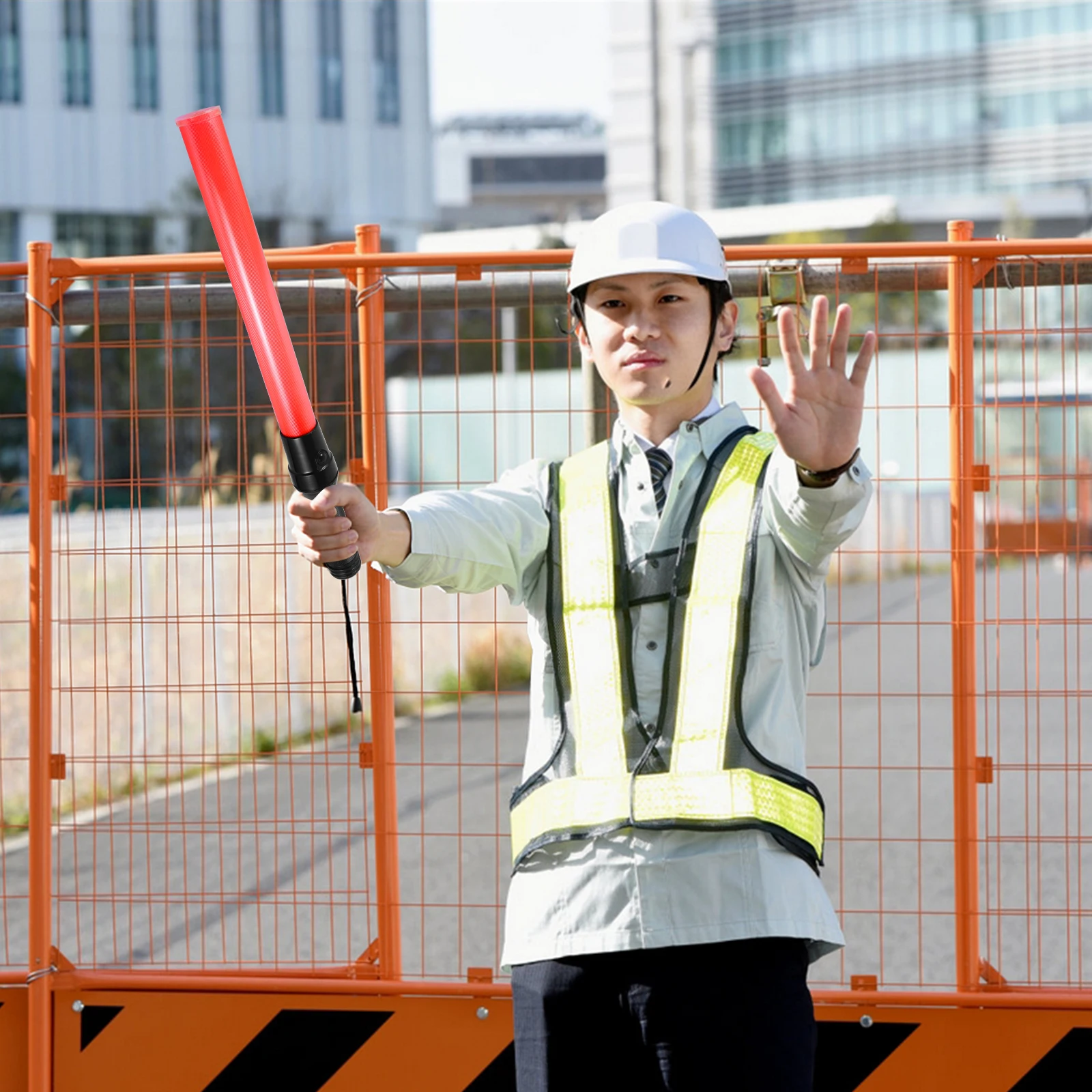 

2Pcs LED Baton Emergency Light Traffic Wand 54cm Signal Glow Sticks Safety Decorative
