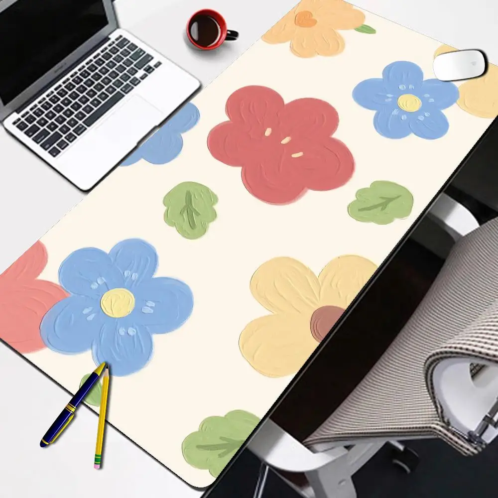 

Cute Flower Rubber Mouse Pad Big Computer Mousepads With Lock Edge Durable HD Keyboard Mat Gamer Mouse Pads Desk Mats
