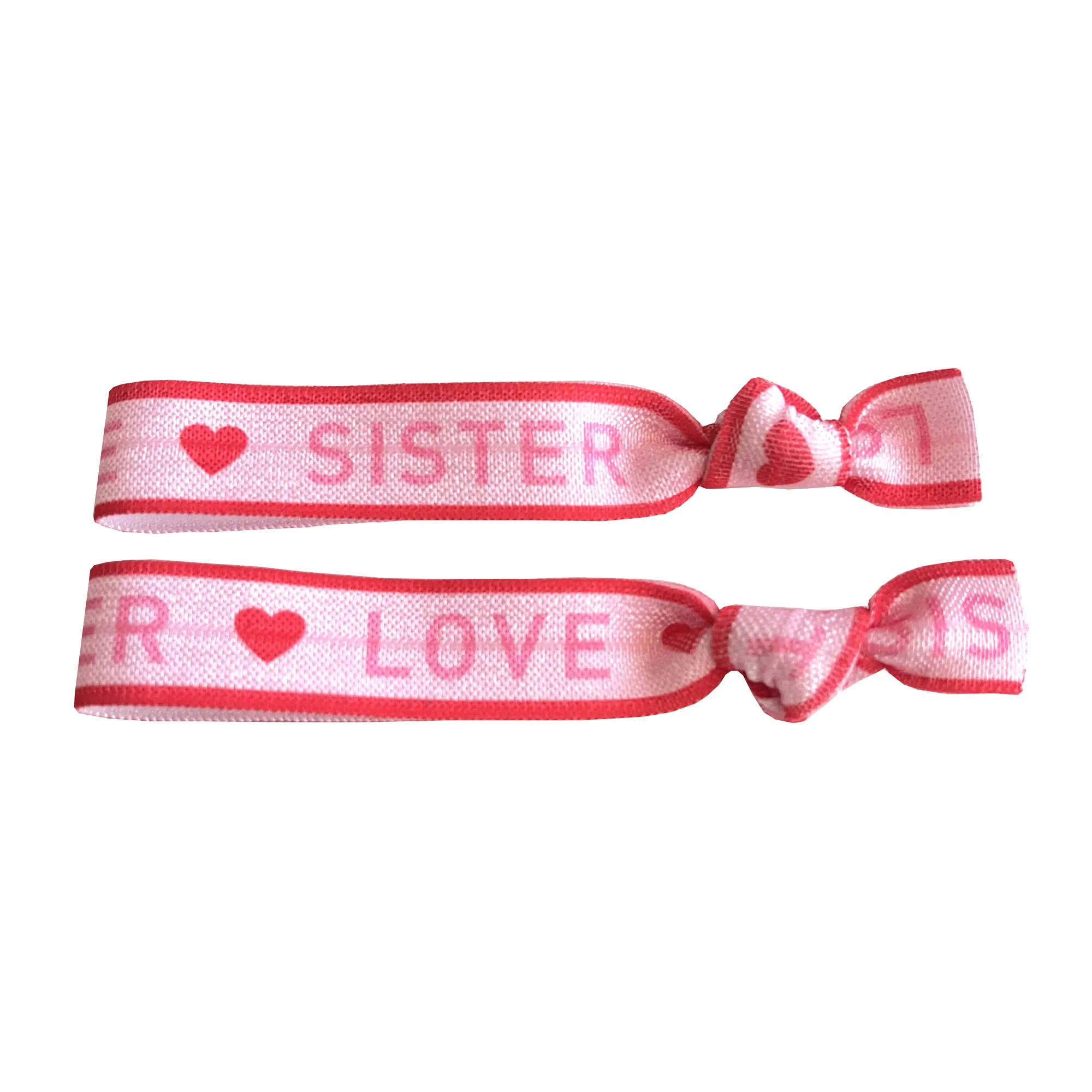100 Stück Happiness AMOUR LABELLE geknotetes Haargummi-Armband Good Vibes Carpe Diem Love Print Pferdeschwanzhalter Gummiband-Armband – Detail 11