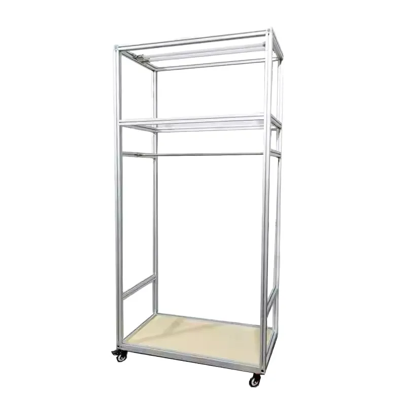 

Minimalist light luxury aluminum profile hanger cloakroom rack modern simple overall aluminum wardrobe ocean panel