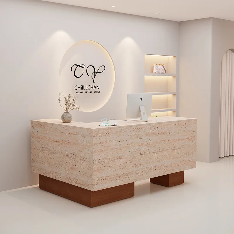 %*y 2 Person  MDF Reception Desk Luxury Front Counter Modern High Gloss Office Hotel Salon Custom Size Color OEM Factory