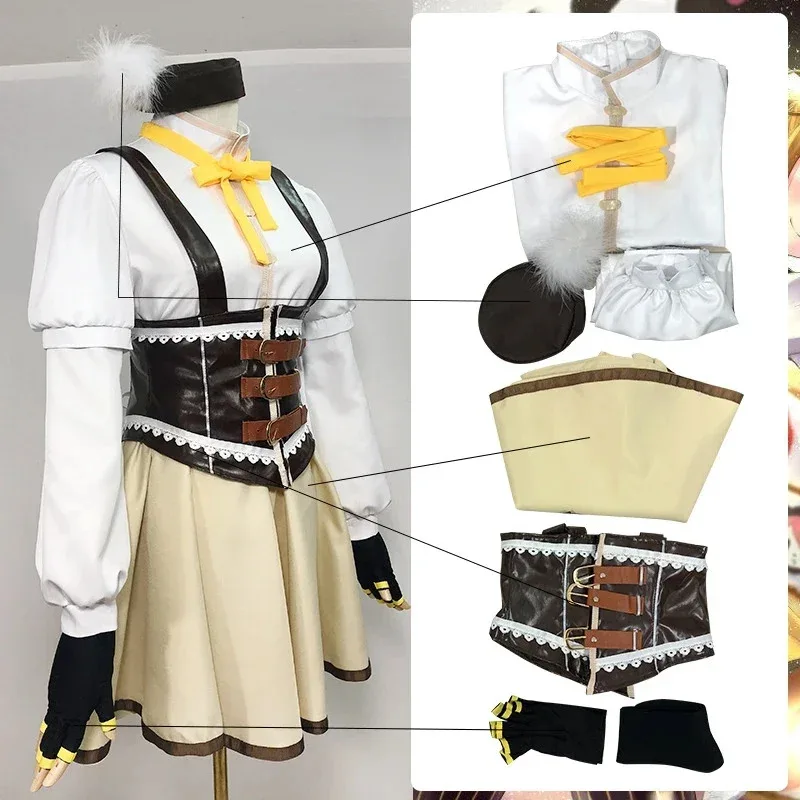 N72 Anime Puella Magi Madoka Magica Cosplay Tomoe Mami Costume Cosplay Set Completo Cappello Calzini Ej