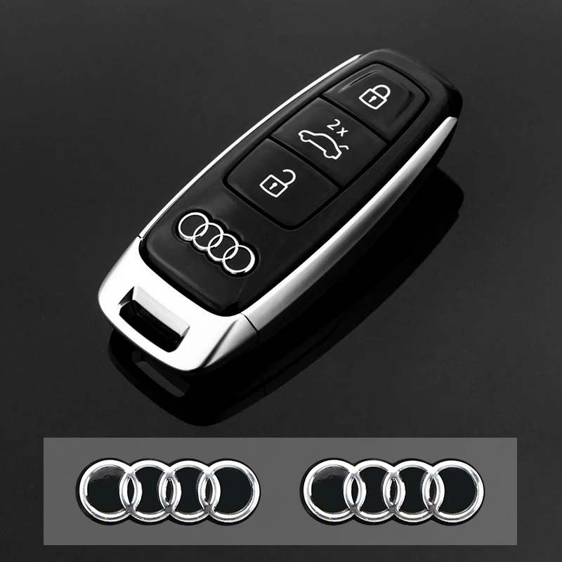 16mm 14mm For Audi Q5 Q3 Q7 R8 A3 A4L A5 A6L A8 A1 TT 8L A4 A5 A6 Car Key Shell Remote Case Cover Aluminum Emblem Symbol Sticker