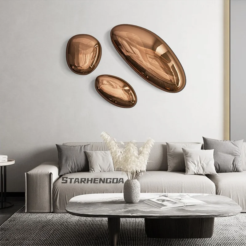 

Metal stainless steel water drop mirror pebbles | living room and dining room wall light luxury wall decoration