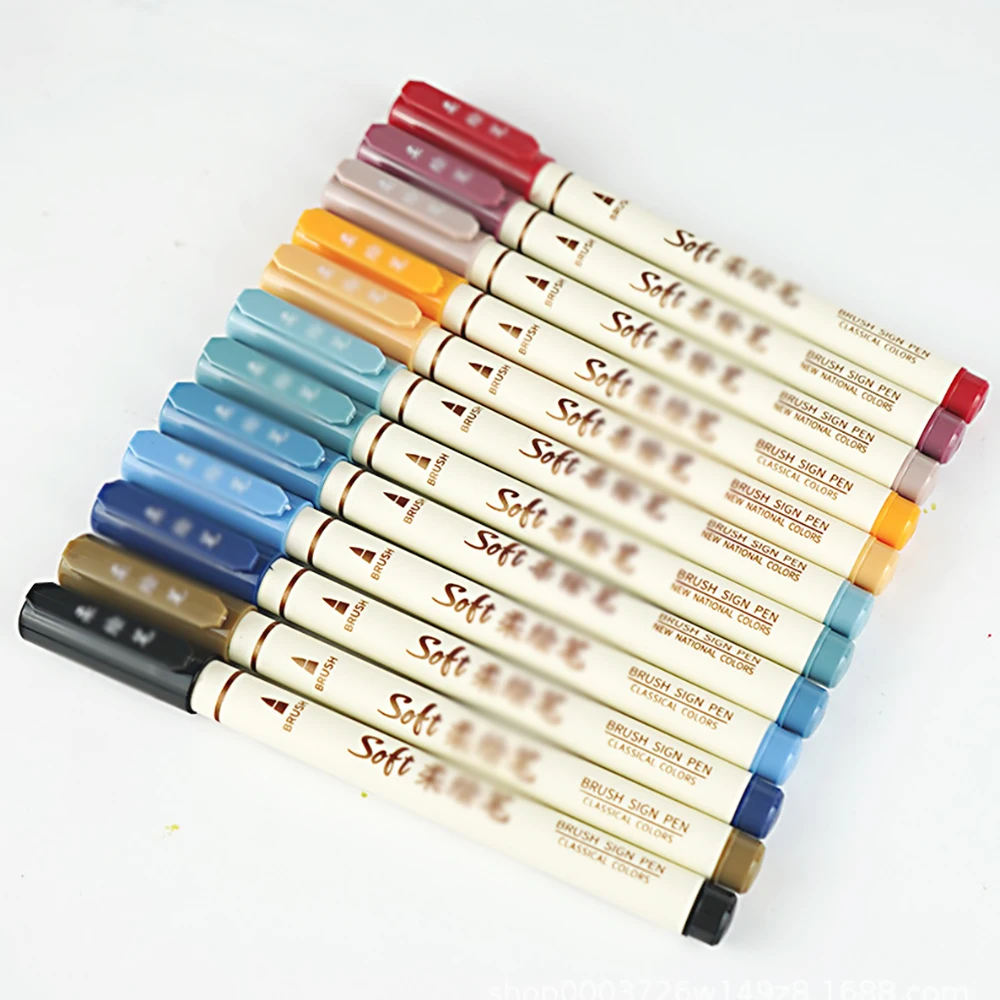 

6-шт Мягкая головка Мягкая ручка для рисования Новый ретро-стиль Красочная красивая ручка Высокая красота Граффити Крючок Линия Ручка Art Специальная ручка