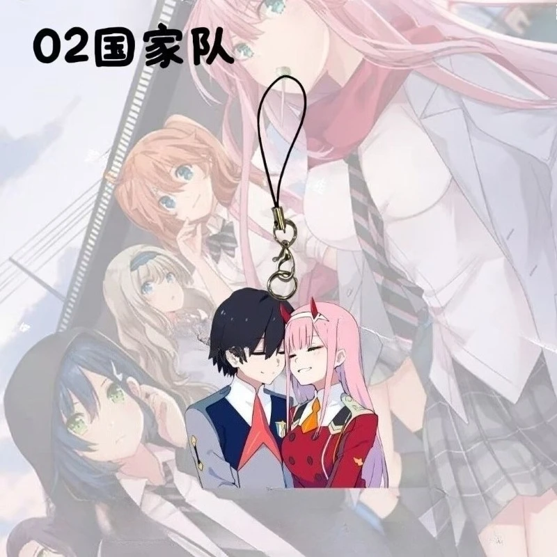 جديد حبيبي في سلسلة الهاتف المحمول FRANXX Zero Two Hiro الإبداعية عالية القيمة الرسوم المتحركة الكرتون المطبوعة زوجين الاكريليك الحبل #4