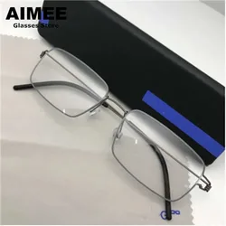 Denmark Brand Titanium Alloy Glasses Frame Men Optical Prescription Eyeglasses Frame Women Korean Screwless Rectangle Eyewear