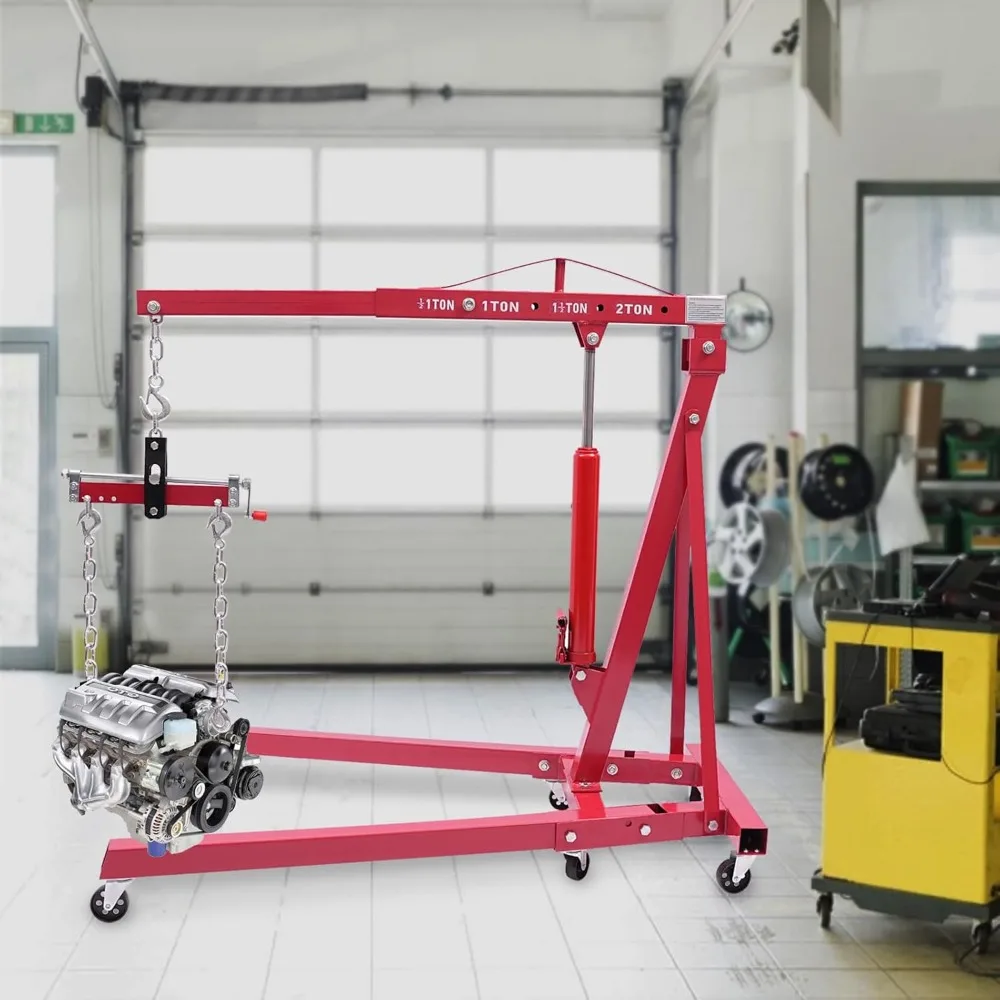 Hydraulic Engine Hoist with Lever 2 Ton Cherry Picker Engine Hoist Shop Crane Foldable Engine Hoist and Crane Leveler