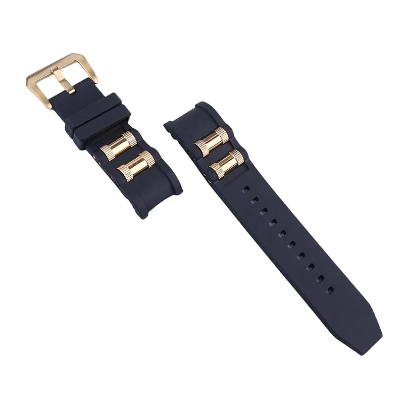 Men\'s watch strap accessories compatible for Invicta Russian Professional Diver rubber watch band metal particle bracelet 26mm