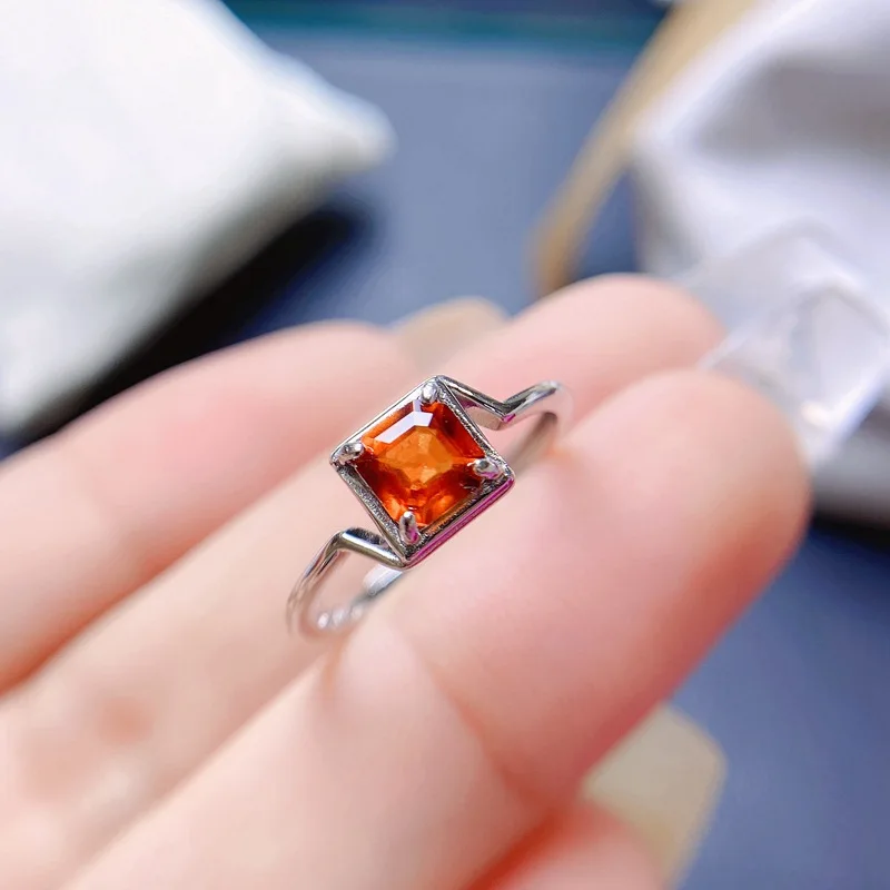

Natural Garnet Ring 925 Silver Women