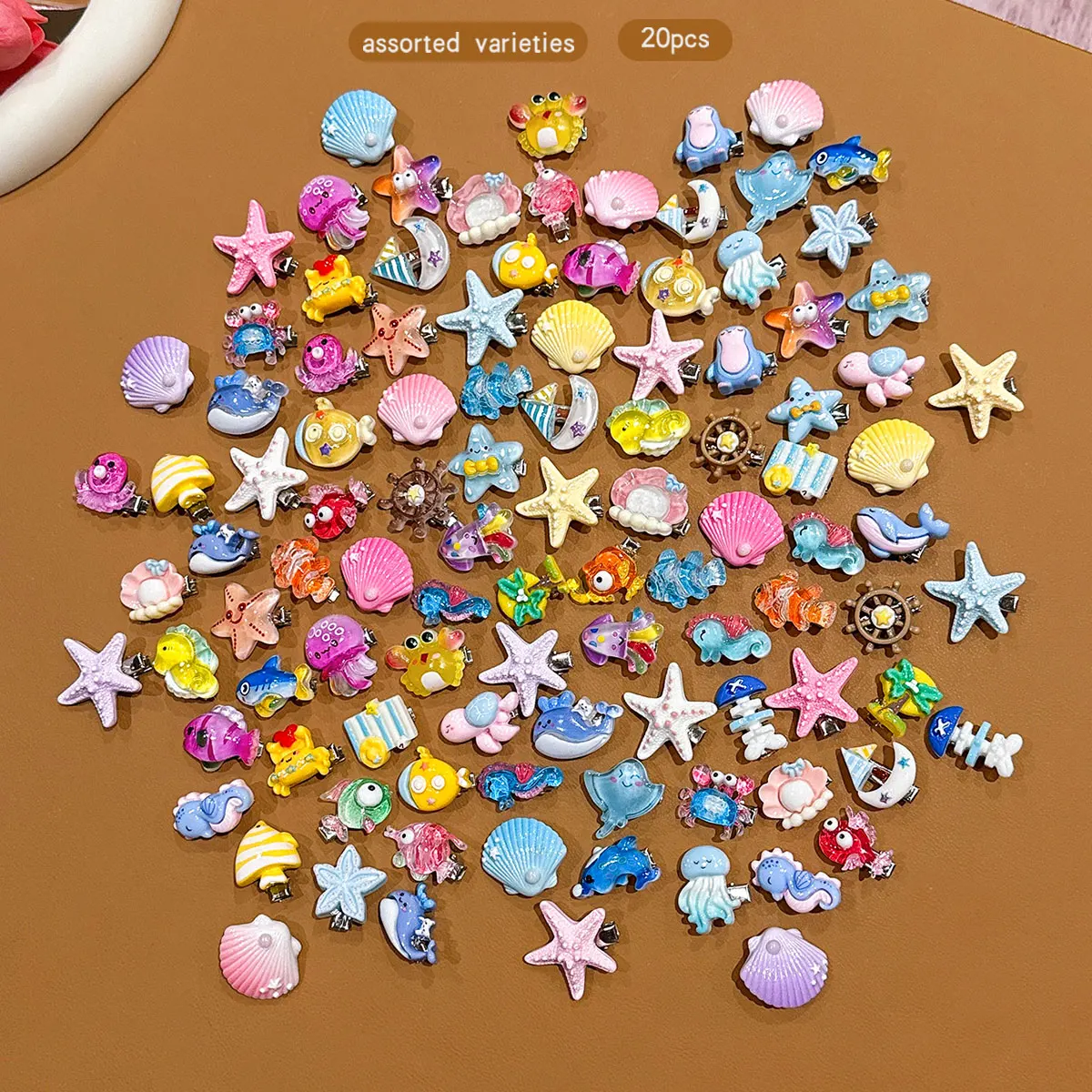 20 random cute cartoon ocean hair clips suitable for daily hair accessories
