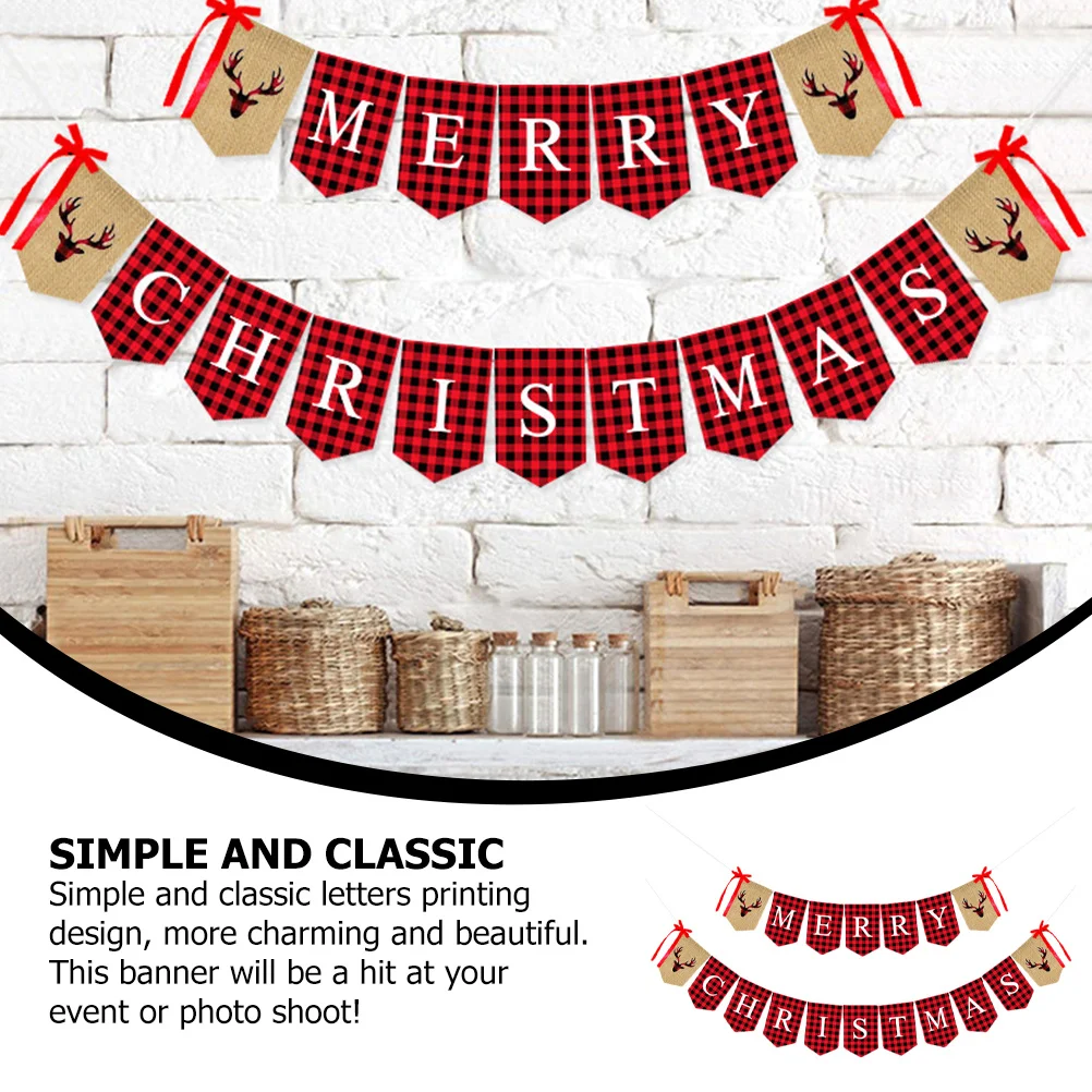 

Xmas Holiday Banner Christmas Decoration Flag MERRY Banners Jesus Party Supplies Cotton Pulling