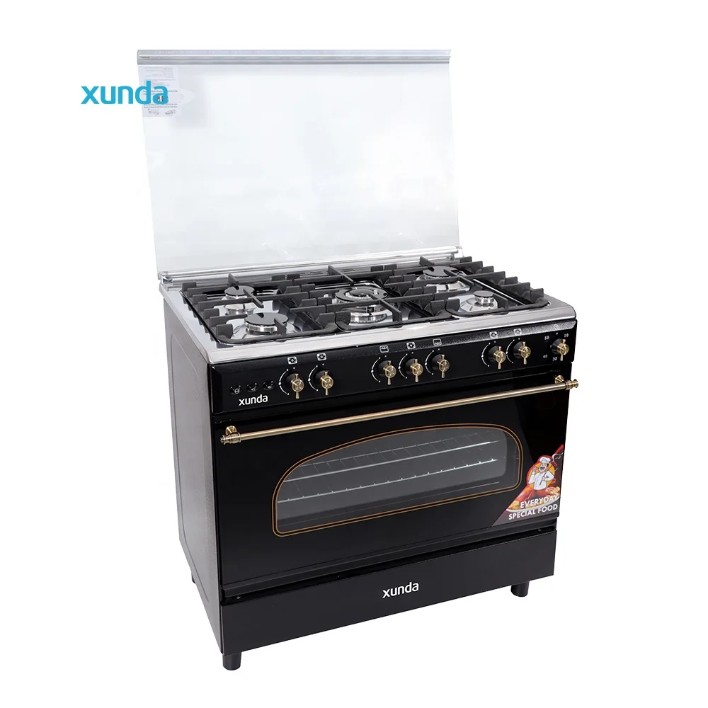 Kitchen Home Appliance Multifunction 90cm Free Standing Oven 5 Burners Gas Cooker Stove With Oven