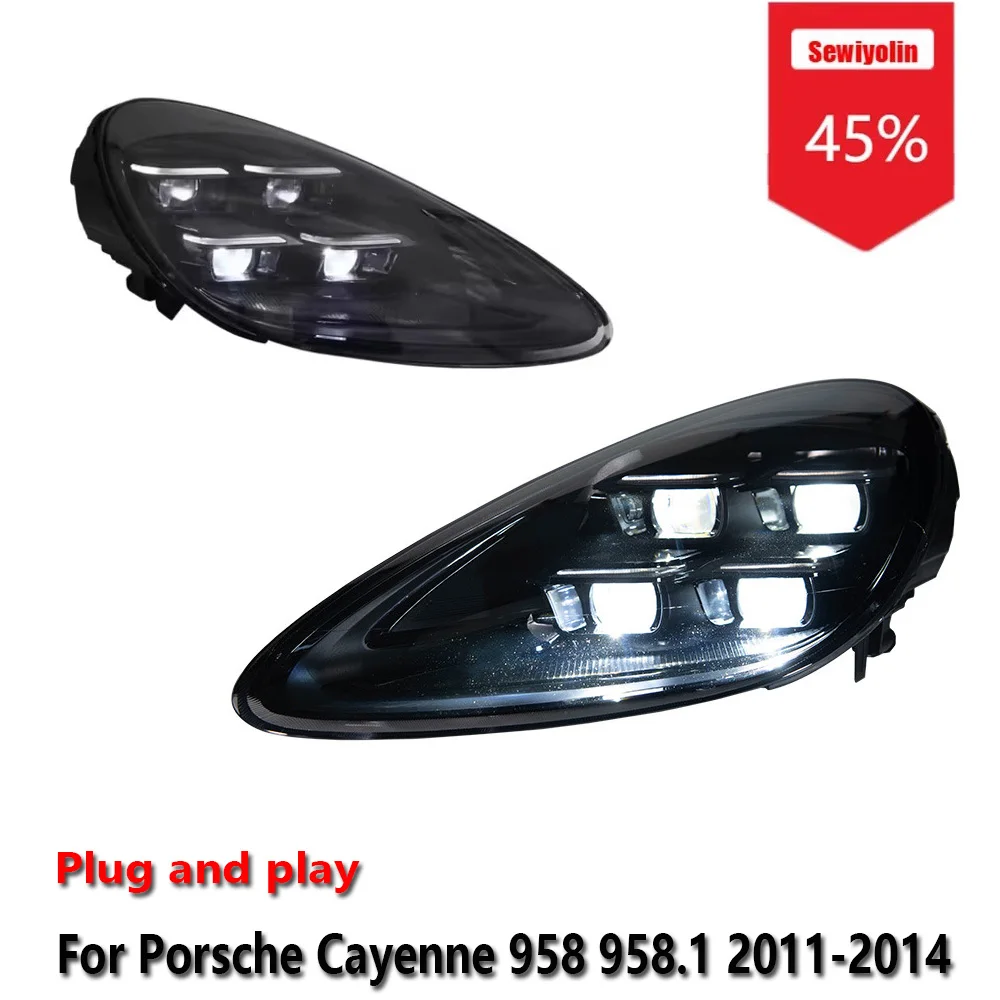 

Sewiyolin Car LED Headlight Assemblies For Porsche Cayenne 958 958.1 2011-2014 DRL Brake Turn Signal Lamp Plug and Play