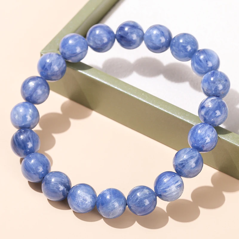 JD 5A Natural Brazilian Kyanite Bracelet Blue Cat's Eye Healing Stone Beads for Women Men Chakra Energy Jewelry Gift view 3