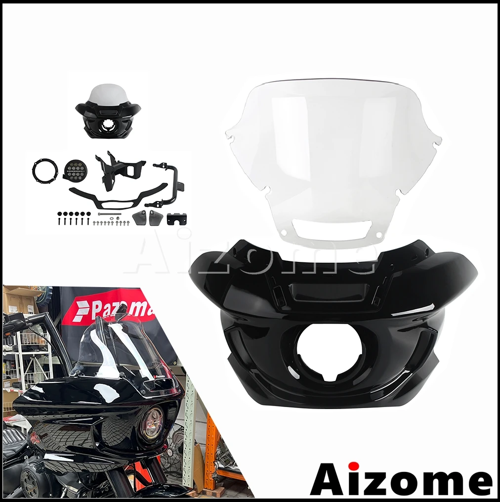 

Motorcycle Front Headlight Cowl Fairing Bracket Cover 14/18inch Headlamp Windshield For Harley Softail Low Rider S FXLRS FXLR