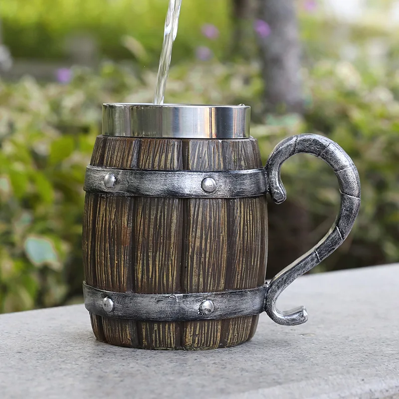 

Деревянная пивная кружка, 3D-смола, многофункциональная кофейная чашка из нержавеющей стали, бокал для вина, металлическая кружка с двойными стенками, пивной кувшин, термочашка