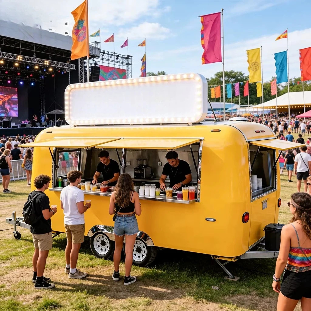 Towable Food Trailer Mobile Kitchen Coffee Shop BBQ Catering Truck for Restaurant